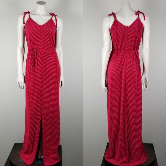 Jerell Of Texas Wine Red Chenille 70s Vintage Disco Maxi Dress Size Small/13 - Picture 2 of 16
